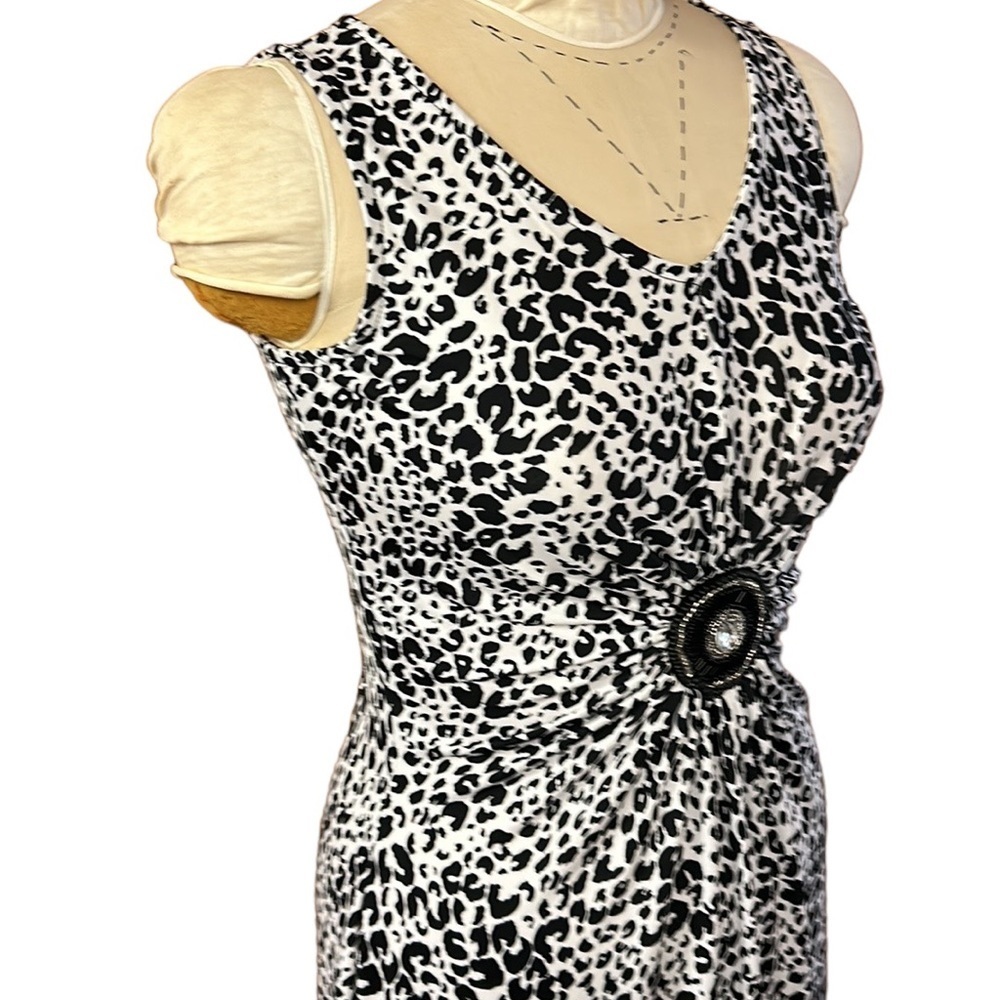 Lemmie Nina Leonard Dress Women’s Animal‎ Print Embellished Beaded Black/White S